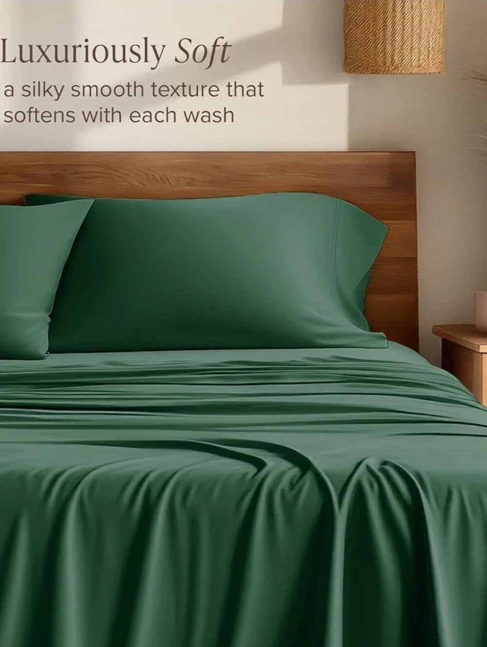 Bare Home Forest gree 100% Rayon Bamboo Sheet Set - Soft Home Bedding Queen Size
